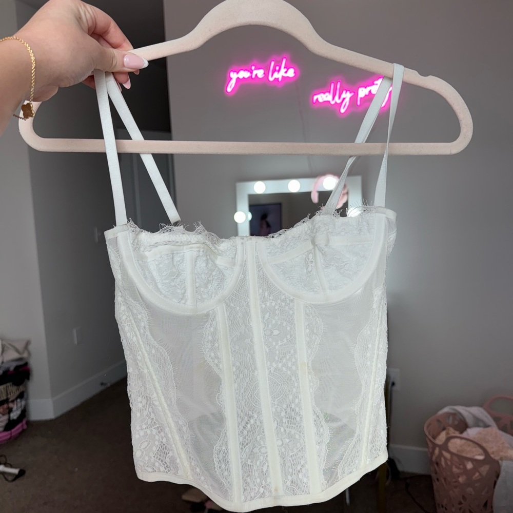 White Lace Corset Top